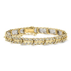 Vintage .50 ct. t.w. Diamond Leaf Bracelet in 14kt Yellow Gold. 6.75 inches