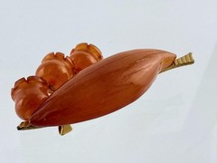 Vintage Russian Amber Factory Lily Of The Valley Amber Pin Brooch DAMAGED