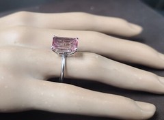 Vintage 14k white gold engagement ring 5.27ct. Natural Pink Tourmaline