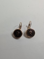 Vintage Costume Fashion Jewlery Gold tone faux Roman Coin Earrings