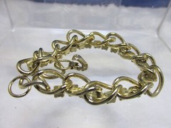 Vintage Sparkling Clear Rhinestone 7.5″ Bracelet Tennis / Chain Gold Plate