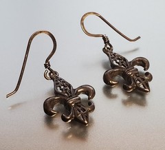 VTG 925 Fleur De Lis Dangle Earrings 1.5in Drop Sterling Silver 2g Estate
