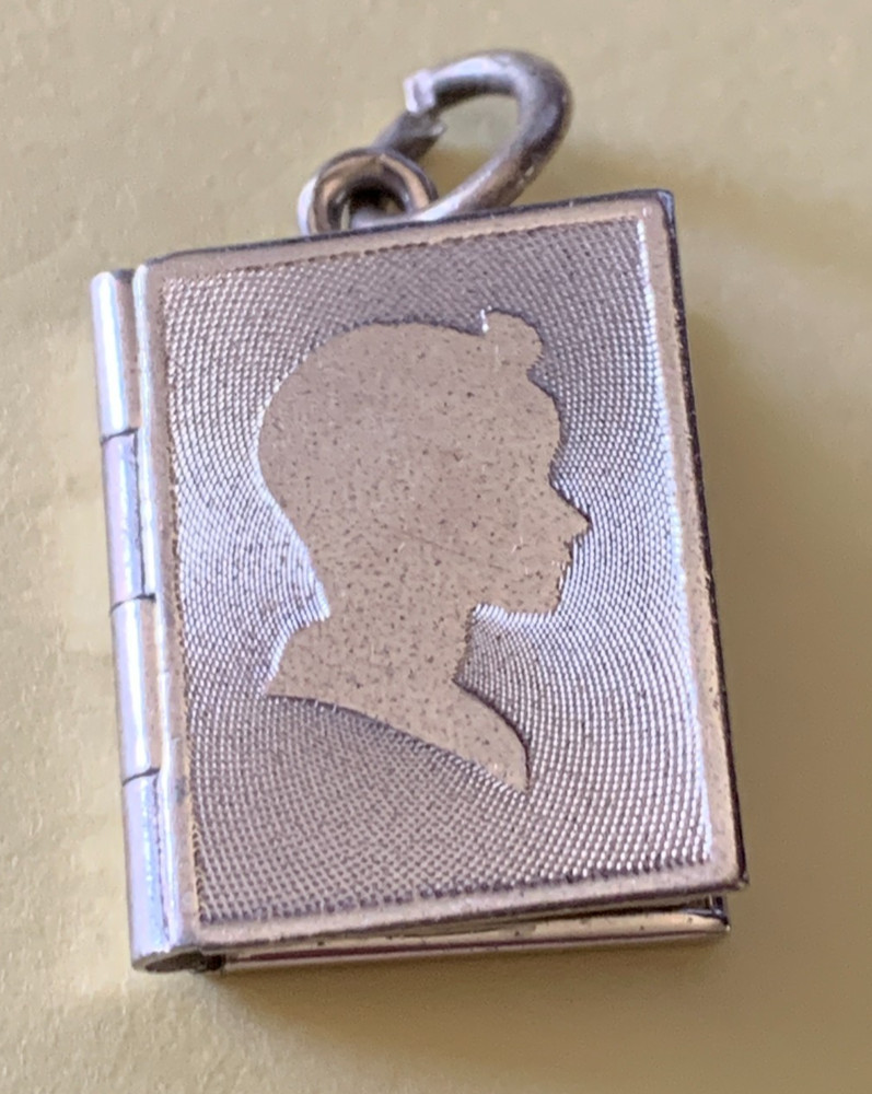 VTG Sterling Photo Book Charm Locket Boys Head on Front 2 Photo Slots Marked T C