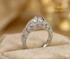 1.93CT Round Lab Created Diamond Antique Vintage Filgrain Ring 14K White Gold FN