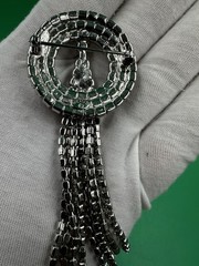 Vintage Weiss Brooch Pin Art Deco w/Dangles Fancy Clear Rhinestone Silver Tone