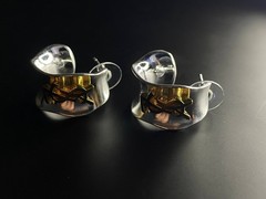 Vintage Yves Saint Laurent Two-Tone Sculptural Earrings 3cm