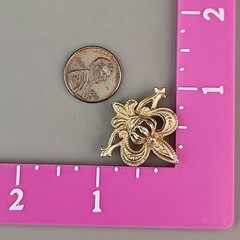 Vintage Watch Fob Brooch Pin Fleur De Lis Gold Tone 1 1/8″
