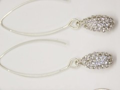 VTG Dangle Earrings Lot Pierced 1 Clip Silver Tone Blue Clear Rhinestones D2115