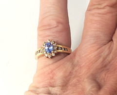 Vintage 10K Yellow Gold Tanzanite & .9 CT Diamond Ring Lot Sz ~7
