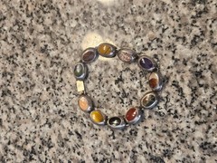 Vintage Taxco Mexico Sterling Silver Multi Stone Link Bracelet