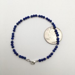 Silver Schark Handmade Sterling Silver & Lapis Lazuli Beaded Bracelet 7.5” #30