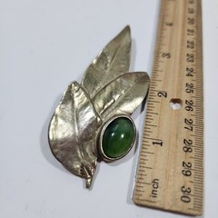 Vintage Pisces Enrique Lopez Green Silver Leaves 3.5 inches Signed