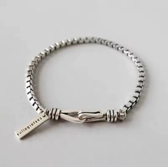 Vintage Thick Box Chain Bracelets Women 925 Sterling Silver Jewelry Gift 7 in nw