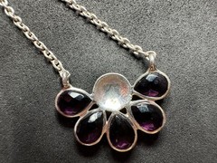 7.15g Vintage Sterling Silver 925 Purple Teardrop Pendant Necklace 21 in M