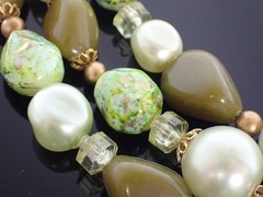 Vintage West Germany Multi Strand Green Bead Necklace 16.5–18″