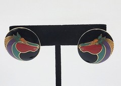 Laurel Burch “Kund Us” Horse Stallion Enamel Stud Colorful Earrings Pierced