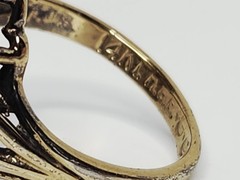 Vintage 14KHGE Gold Plated Ring with White Opal Gemstone – Cracked Stone, READ