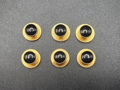 #0286 – Vintage Set of 6 Gold Tone Black Cabochon Button Covers Formal Dress…