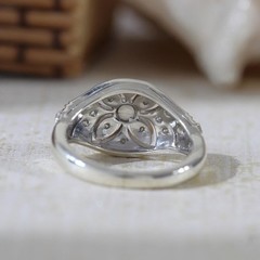 Vintage Art Deco Round Moissanite Floral Style Milgrain Engagement Dome Ring