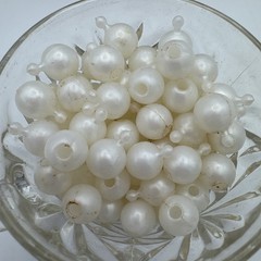 Vintage Pop It Beads Lot Snap Plastic White Faux Pearls Round 1960s 2 Lbs!