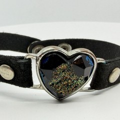 Black Suede Heart Bracelet Gothic Y2K Statement Boho Festival Jewelry Gift Idea