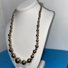 Dauplaise Silver Gold Multi Color Graduated Beaded Necklace Vintage 23” Preppy