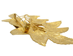 Large Gold Leaf Brooch 1990s 2000s Botanical Statement Pin 9cm
