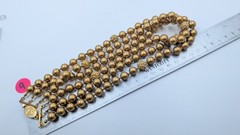 Vtg Signed CA MONOGRAM Three Strand GOLD TONE FAUX PEARL (9.5mm) Necklace 18”