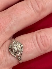High End Vintage Solid Platinum 10% Iridium Diamond Ring! VS G-H Antique Estate