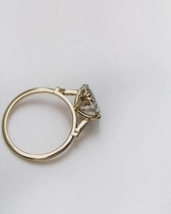 Vintage 3CT Asscher eal Moissanite Engagement Ring In 14K Yellow Gold Finish