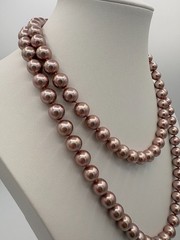 M & N 925 Sterling Silver Lavender Pearl Necklace Set 19” + 24″ Knotted Strand