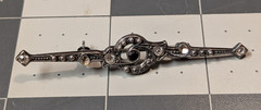 Vintage Sterling Silver Brooch Lot 925 Rhinestone Bar Floral DH Monogram Pins
