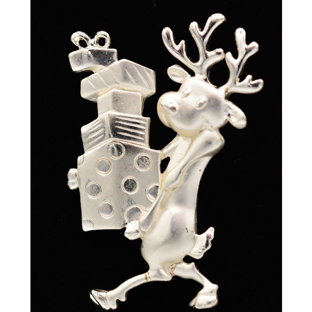 Danecraft Vintage Reindeer Pin Brooch Christmas Gifts NOS Signed 1980s BinAH