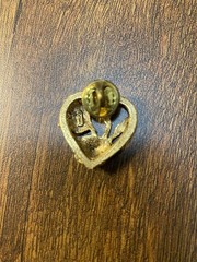 Vintage Set Of 4 Heart Gold Tone Brooches Pins, 3 Stamped CAMCO, 1 Unbranded