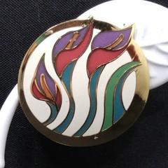 Laurel Burch “Lilies For Les” Floral Post Earrings, Gold Plated, 1980s Vintage