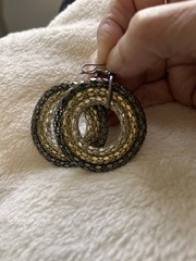 70s Metallic 3 Circle Dangle Statement Earrings- Silver & Gold~ 1-3/4” Circular
