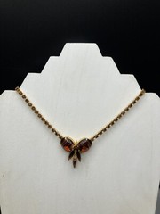 Juliana D&E Book Piece Ref No 452 Rhinestone Necklace w/ Red Fluss Stones 16”