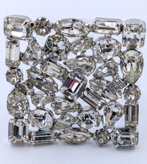 Vtg. WEISS 1950’s Rhinestone Brooch Marquise, Square, Pear, Oval Clear Stones.