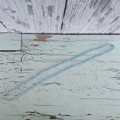 Vintage Navajo Seed Glass Bead Sky Blue and White Daisy Chain 12″ Loop Necklace