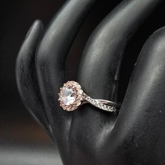 Sterling Silver CZ Halo Ring Twist Band IBB CN 925 Size 8