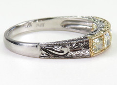 Antique Fancy Light Yellow Plat 18KY Cushion Diamond Wedding Band Size 6 EGL USA