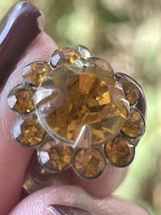 VTG yellow gold screwback rhinestone round earrings Retro Costume Casual Dress