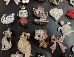 Rhinestone Lot Some Articulated Moveable Cat Tiger Owl Bird Koala Bear Pendants