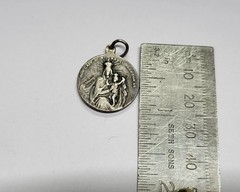 Our Lady of Mt Carmel Old Sterling Silver Antique 0.9 Inch Round Pendant