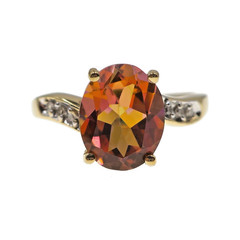 Classic 10k Solid Yellow Gold 2.50ct Genuine Mystic Topaz & Diamond Ring Size 7