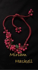 MIRIAM HASKELL HESS 20’S RED SILK CORD & LUCITE CHAIN CHOKER SUGAR BEAD CLUSTERS