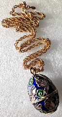 Vintage Cloisonne Egg POISON Necklace Egg Opens Butterfly Design RARE Beauty