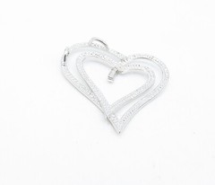 925 Sterling Silver Shiny Polished Open Love Heart Slide Pendant PT3310