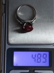 Vintage 925 Sterling Silver Red Jasper Cabochon Ring Size 8.5 (18mm) 4.88g