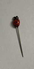 Vintage Ladybug Stick Pin, Actual Size of Ladybug, 1-1/8″ Long Pin, Painted